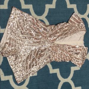 LIKE NEW LUXXEL Rose Gold sequin Romper-